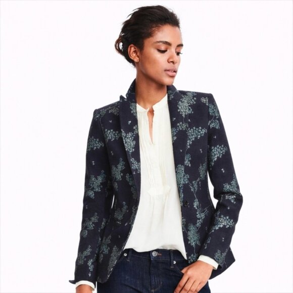 Banana Republic Jackets & Blazers - Women's Dark Blue Floral Banana Republic Heritage Collection Lean Blazer Sz 10